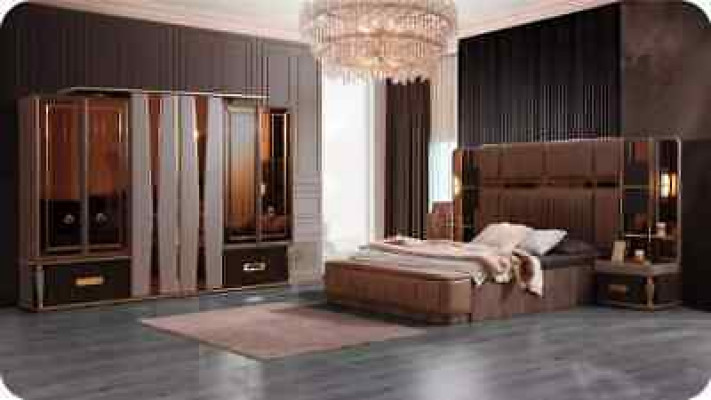 Luxury Bedroom Set Double Bed Set 4-piece Beige