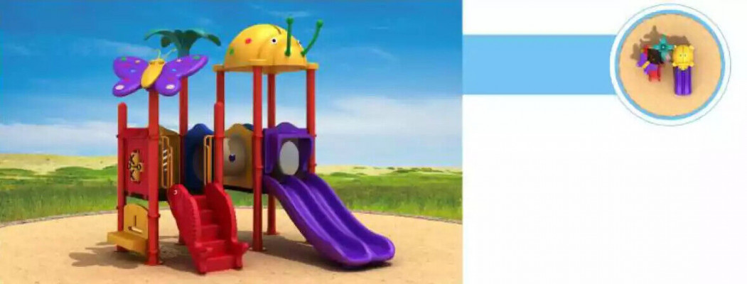 Children's playground with slide and swings