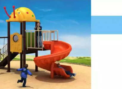 Children's playground with slides and swings entertainment for kids