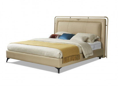 Classic luxury beds upholstered leather textile high-quality bedroom