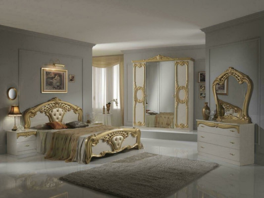 Classic bed frame bedroom set, 3 pieces. Bed + 2 bedside tables style furniture