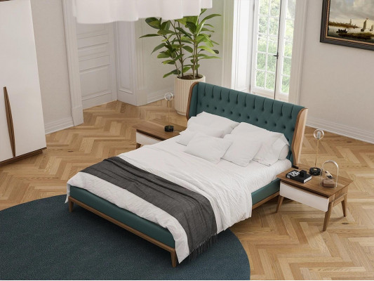 Complete bedroom bed 2x nightstands modern wardrobe bench new