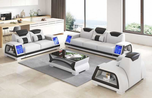 Complete sofa set leather sofas couch set sofa 3-piece sofas brown