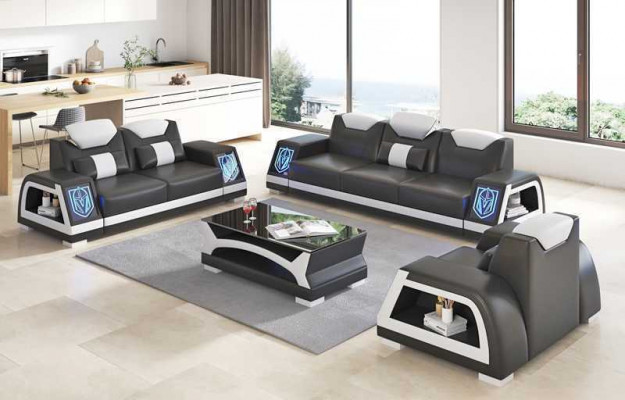 Complete sofa set leather sofas couch set sofa 3-piece sofas brown
