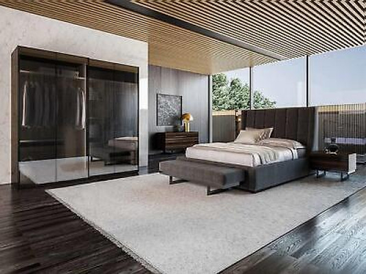 Luxury modern set bedroom double bed complete with 2 nightstands and dresser