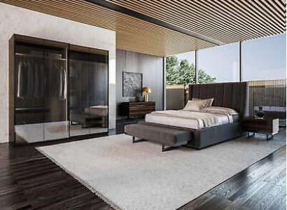 Luxury modern set bedroom double bed complete with 2 nightstands and dresser