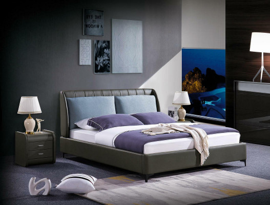 Luxury bedroom furniture 3-piece complete set bed 2x bedside tables modern design.