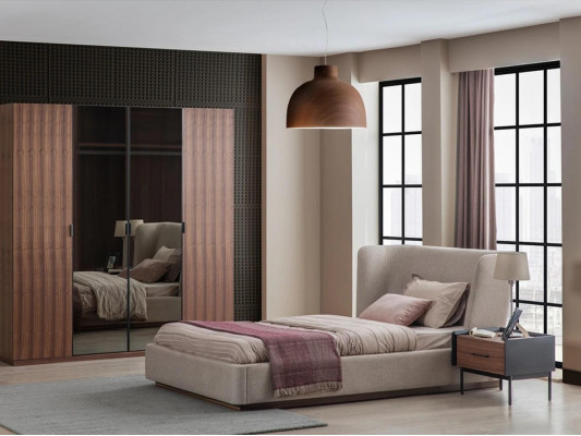 Modern wardrobe bedroom design wood cabinet luxury closet glass doors