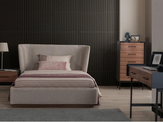 Modern complete bed luxury nightstand bedroom set 2-piece wooden furniture