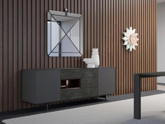 Modern set dining room sideboard with mirror furnishing luxury design