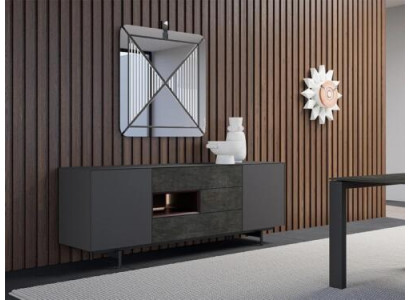 Modern set dining room sideboard with mirror furnishing luxury design