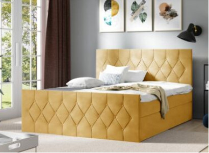 Upholstered bed beds bed padding designer box spring luxury design yellow 200x200 new