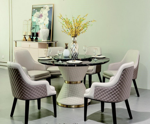 Round dining table round table living room kitchen 130cm luxury leather