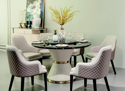 Round dining table round table living room kitchen 130cm luxury leather