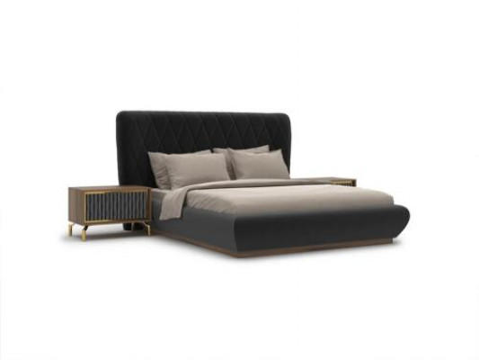 Bedroom 3-piece luxury set double bed design wood 2x nightstands complete