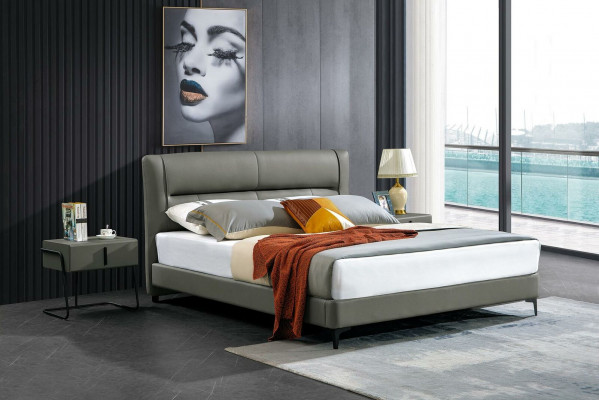 Bedroom leather bed complete bed 3-piece set hotel sets bedside tables.