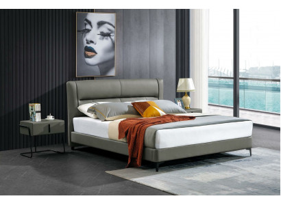 Bedroom leather bed complete bed 3-piece set hotel sets bedside tables.