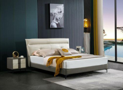 Bedroom leather bed complete bed nightstands 3-piece set hotel