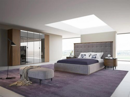 Bedroom luxury set 4-piece bed, 2x nightstands, designer bench, modern furniture