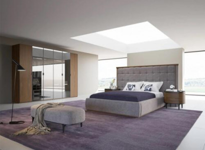 Bedroom luxury set 4-piece bed, 2x nightstands, designer bench, modern furniture
