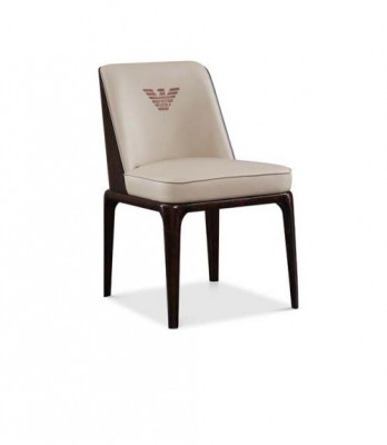 Exquisite beige dining room leather chair with modern Italian style