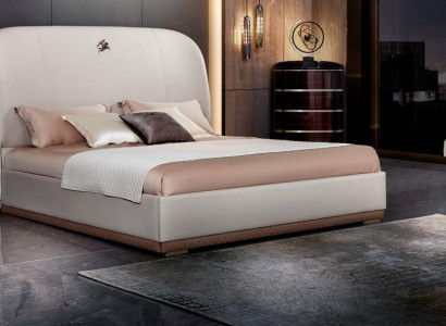 Bed Beige Leather Wood Bedroom Leather Bed Modern Design Furniture Luxury