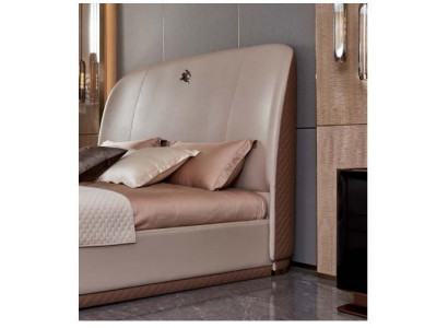 Bed 2x Nightstand Leather Wood Bedroom Leather Bed Modern Design Furniture