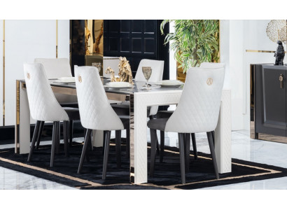 Upholstery Textile Fabric Dining Set Complete Design Armchair 6x Chairs