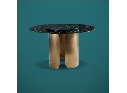 Dining table black marble dining room stainless steel round table design furniture