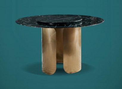 Dining table black marble dining room stainless steel round table design furniture