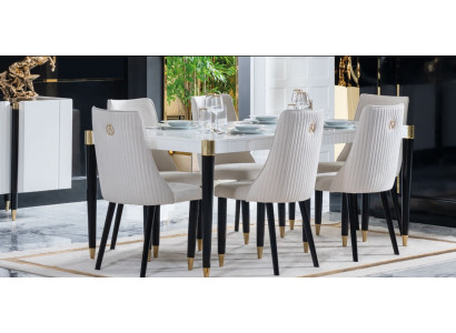 Dining Group Wood Table Tables 7-Piece Complete Set Dining Table 6x Chairs Dining Room Set
