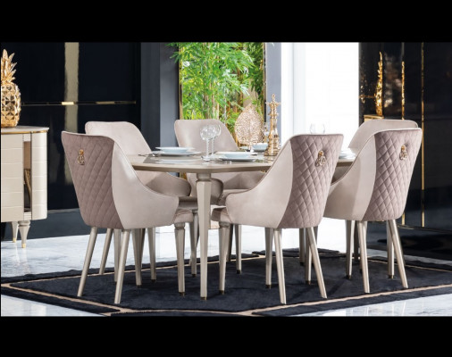 Dining room set: table with 6 chairs. Complete new 7-piece dining set.