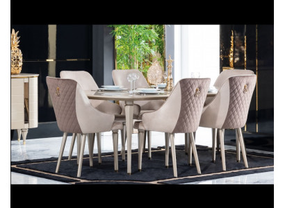 Dining room set: table with 6 chairs. Complete new 7-piece dining set.