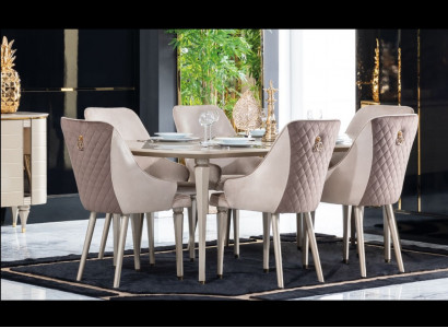 Dining room set: table with 6 chairs. Complete new 7-piece dining set.