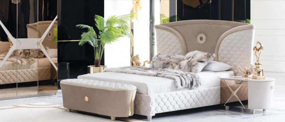 Double beds modern bed frame beds set 3-piece bedroom bed nightstand