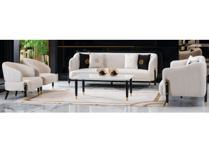 Set Design Sofas Sofa Couch Velvet Upholstery Seat 3+3+1+1 Seater Sofa Set