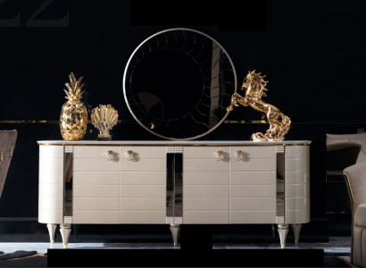 Chest of drawers, mirror, wood, dresser set, modern cabinet, console furniture, new set, 2 pieces.