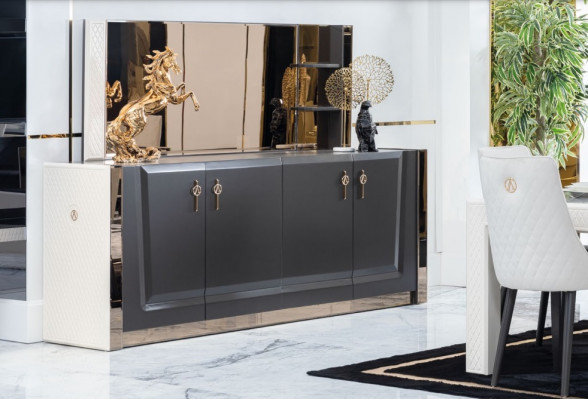 Furniture Group New Set 2-piece: Dresser Mirror Dressers Cabinet Luxury Shelf Console