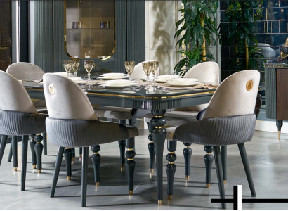 Dining set upholstered velvet textile chair 6x chair group set living wood genuine