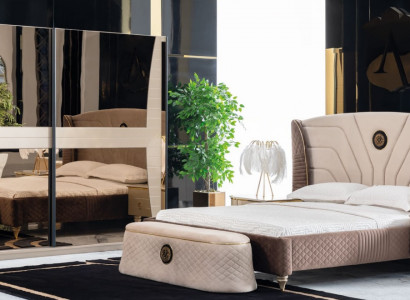 Luxury set bedroom bed nightstand dresser stool group suite new 5-piece.