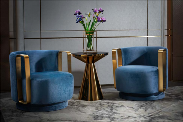 Armchair Blue Luxury Fabric Textile Living Room New Creative Modern Design