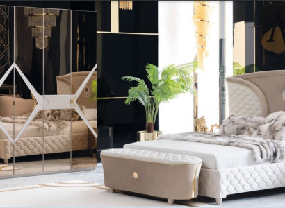 Bed Nightstand Wardrobe 6-piece Bedroom Set Design Luxury Stool Modern