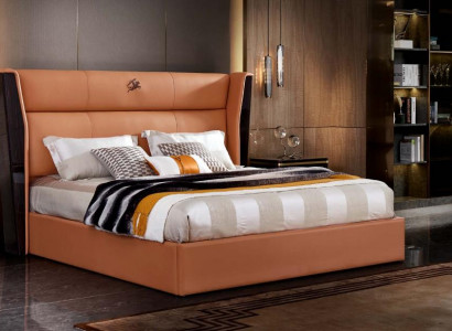 Leather Bed Bedroom Furniture Design Group 3-piece Set 2x Nightstands