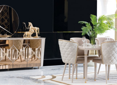 Dining room set group ensemble table new dining table 6x chairs sideboard mirror 9-piece