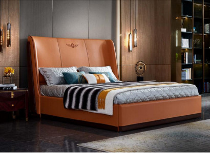 Bed 2 x Nightstand Bedroom Orange Creative Modern Furniture Wood Luxury Beds