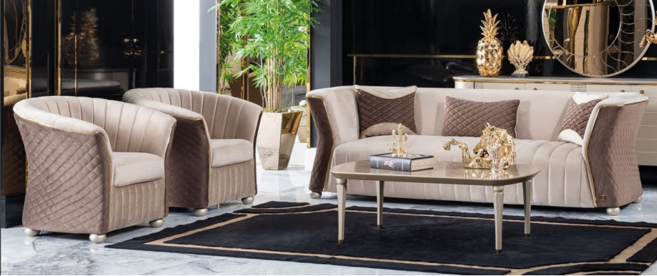 Upholstered Set Sofas Couch Designer Sofa Suite 3+1+1 Seater Fabric Couches
