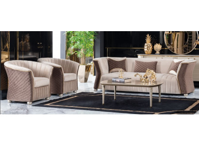 Upholstered Set Sofas Couch Designer Sofa Suite 3+1+1 Seater Fabric Couches