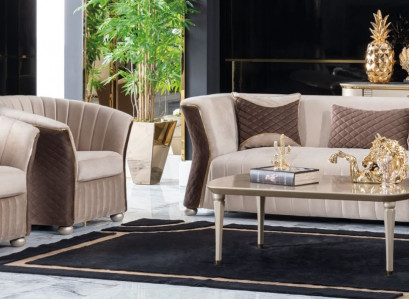 Upholstered Set Sofas Couch Designer Sofa Suite 3+1+1 Seater Fabric Couches