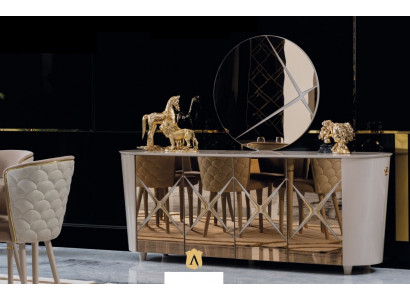 Chest of drawers, cabinet, shelf, console furniture, wooden cabinet, Italy set of 2 pieces: chest of drawers, mirror
