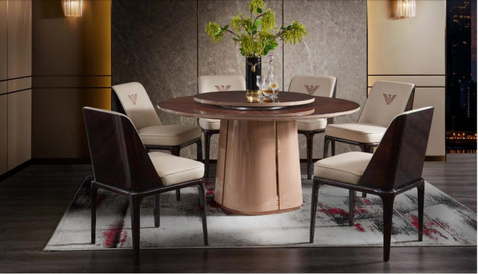 Exquisite beige dining room leather chair with modern Italian style